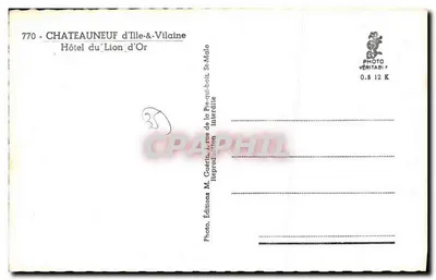 Hôtel du Lion d'Or — Châteauneuf-d'Ille-&-Vilaine — Editor Emgé — Verso