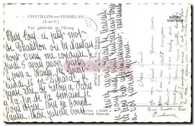 Chatillon-en-Vendélaïs — Ogólny widok i jezioro — Wydawnictwo Gaby — Rewers