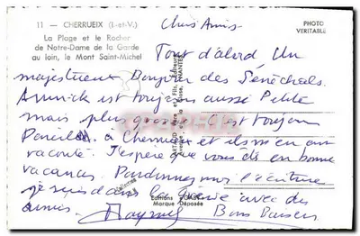 Piaszczysty brzeg i skała Najświętszej Maryi Panny Obronnej — Mont Saint-Michel w oddali — Wydawnictwo Gaby, nr 11 — Rewers