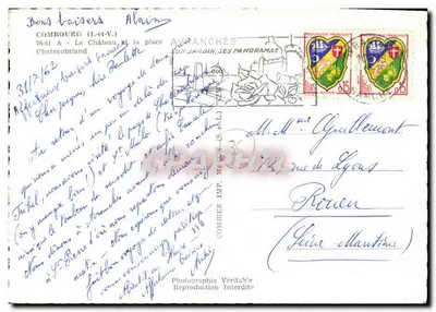 Zamek Combourg — widok z lotu ptaka — Combière Imp. Panoramas — Rewers
