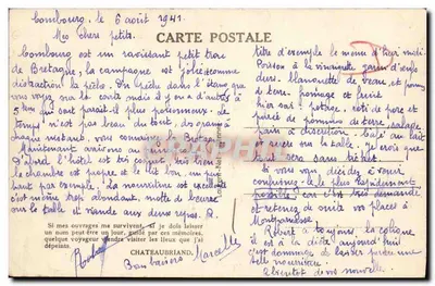 Combourg — O Castelo e o Lago — 500. — Editor não visível — Verso