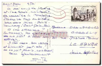 Combourg — widok zameczku i byków przy brzegu wody — litografia E. Cicéri, wydawnictwo Loïc — Rewers