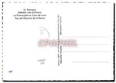 Dinard (Ille-et-Vilaine) — La Promenade lub Clair de Lune, Widok z estuarium rzeki Rance — Wydawnictwo GREFF — Rewers