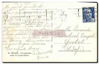 Dinard — Ogólny widok z hotelu Crystal-Hôtel — wydawca C.A.P. nr 42 — Rewers