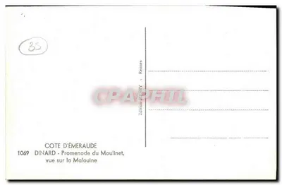 Dinard - Promenade du Moulinet, widok na Malouine — Wydawnictwo NY - Rennes, nr 1069 — Rewers