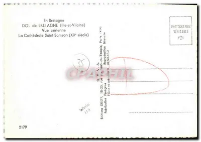 Dol-de-Bretagne — Catedral Saint-Samson (século XII) — Edições GREFF, n°2179 — Verso