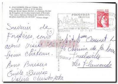 Fougères — Feodale kasteel — Uitgever ARTAUD Frères — Achterkant