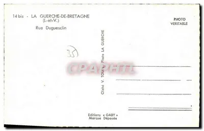 Rua Duguesclin — La Guerche-de-Bretagne — Edições Gaby — Verso