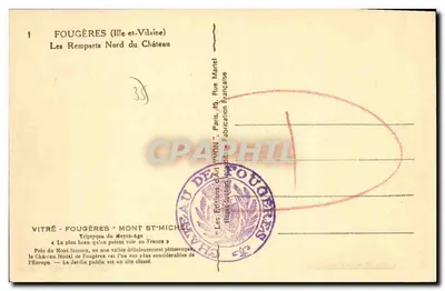 Fougères (Ille-et-Vilaine) — Os Muros do Norte do Castelo — Éditions d'Art Vitré — Verso