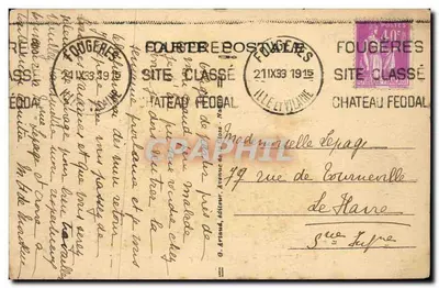 Fougères — Igreja de São Sulpício e Torre Raoul — Verso