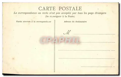 Fougeres - Praça Lariboisière — estátua e edifício com fachada listrada — Coleção G.B. — Verso