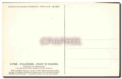 Fougères — Der Platz der Bäume (Öffentlicher Garten) — Die rechte Seite des riesigen Panoramas, das für seine große Vielfalt bekannt ist und die Begeisterung von Balzac und Victor Hugo auslöste. — Rückseite