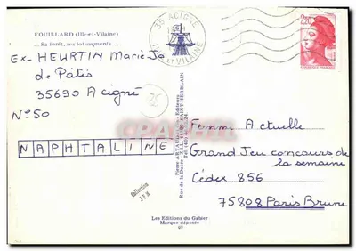 Fouilllard — vista da floresta, dos lotes e das ruas — Éditions du Gablier, N°50 — Verso
