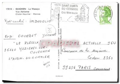 Saint-Aubin-du-Cormier — Widok z powietrza — Cliché Heurtier — Wydawnictwo Europy - St-Terron — Rewers