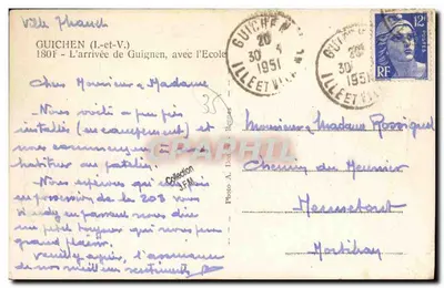 Guichen (Ille-et-Vilaine) — chegada da escola — editor Addison Honne, número de série não visível — Verso