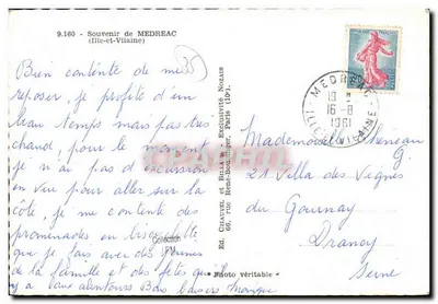 Médréac — seus menhirs, a Rance — Ed. Chauvel et Billard, n° 9.160 — Verso