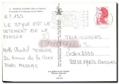 Messac-Guipry — Młyn i przepływ na Vilaine — Les Éditions du Gabier, N°155 — Rewers
