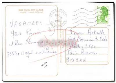 Noval-sur-Vilaine — La oficina municipal y la farmacia — Edición Metódica THOMAZA — Reverso