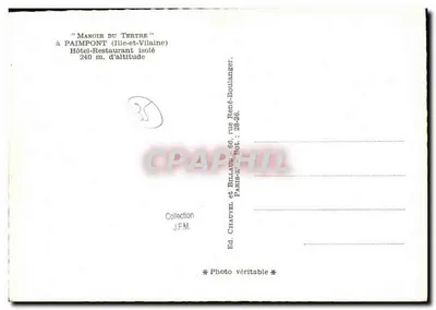 Paimpont — O Château do Tertre — Ed. Chauvel e Brillaut, Paris — Verso