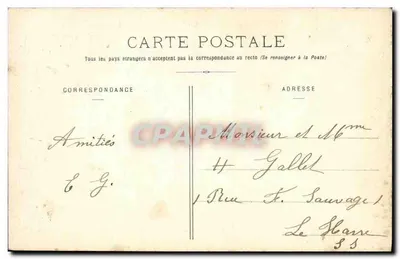 Paramé — La Digue, após o maremoto de 30 de Outubro de 1905 — C. P. A. N° 1161 — Verso
