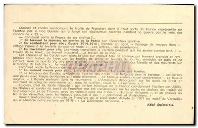 Stara pocztówka Parame L epopee de le Delivrance Nationale Cheminee Abbe Quemerais — Rewers