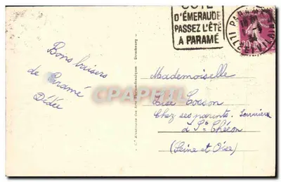 Piaszczysty brzeg w Rochebonne — Paramé — wydawca C. Absolue des Art Photogéniques — Rewers