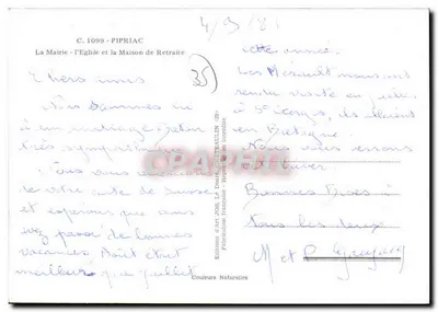 पिप्रियाक — मुनिसिपलिटी, चर्च और रिटायरमेंट हाउस के दृश्य — एडिशन्स डे आर्ट जॉब, ले डूरे, चाटोलिन (29) — पीछे