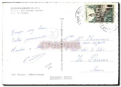 Plélan-le-Grand — Vista generale aerea — Edizioni Combrir Imp. (n.ét.-V.) — Verso