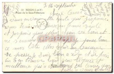 Redon (Ille-et-Vilaine) — Praça da Subprefeitura — Gaby — Verso