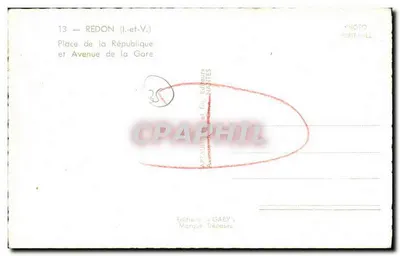 Redon (Ille-et-Vilaine) — Plac de Republiki i Aleja Gare — Wydawnictwo Gaby — Rewers