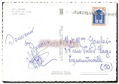 Rennes — Pałac Sądowy (XVII wiek) — F. Chapeau, Nantes — Rewers
