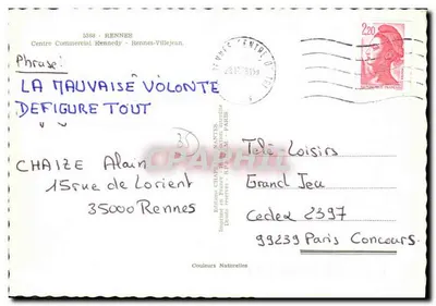 Rennes-Villejean — Centre Commercial Kennedy — éditeur Éditions Chapeau, Nantes, n°39 — Verso