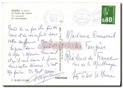 Rennes (Ille-et-Vilaine) — Pałac Sądowy — Wydawca Combier, nr 37 — Rewers