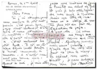 Pałac Sądowy — Rennes (Ille-et-Vilaine) — Wydawnictwo G.P. - 35 - RENNES — Rewers