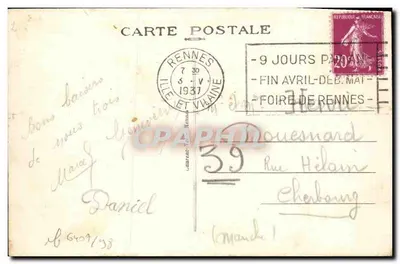Rennes — Le Thabor — Entrée Rue de Paris — G. HAUSSER, n° 4491 — Verso