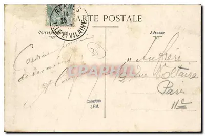 Zamek Drżawny nad Mostem św. Martyna — Rennes — Wydawca E. Mary, Rennes, nr 1014 — Rewers
