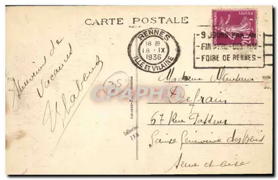 CPA Rennes Avenue de la Gare et Palais St Georges — Verso