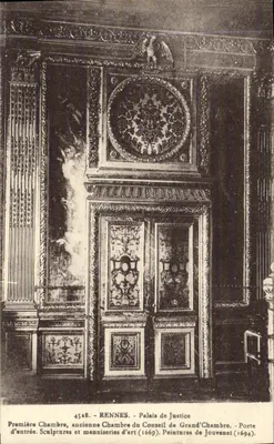 Rennes - Palais de Justice - Porte d'entrée de la Première Chambre, œuvres d'art du XVIIe siècle