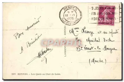 Rennes — Quais przy świetle księżyca — Loïc — Rewers