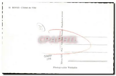 Rennes - L'Hotel de Ville — Edizioni O.P. Parigi, n°10 — Verso