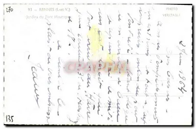Ogród Parku Maurepas — Rennes (Il-et-V.) — wydawca SABY n°135 — Rewers