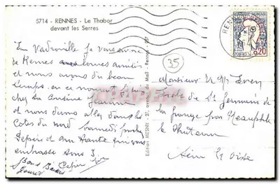 Rennes - Le Thabor devant les Serres — Édition du Mail, n° 5714 — Verso