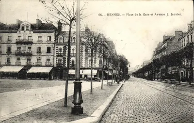 Rennes — Place de la Gare et Avenue J. Janvier — éditeur non identifié, n° 66