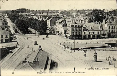Rennes — Le Mail i Plac Misji — J. Sorel, Wyd., Rennes. nr 90