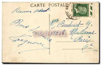 Rennes — La Place de la République et les nouveaux Jardins sur la Vilaine — A. Landré, éditeur Rennes — Verso