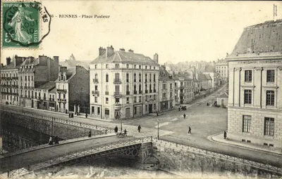 Rennes - Place Pasteur — widok ulicy i mostu — wydawca Rennes, nr 86