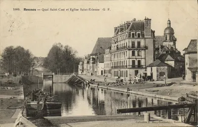 Rennes — Quai Saint-Cast i Kościół św. Etienne — G. F. — Zbiór E. Mary-Rousselière