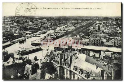 Rennes — Widok Panoramiczny — La Vilaine, Plac Misji i Mail — Wydawca: Marie Lourdes (Rennes)