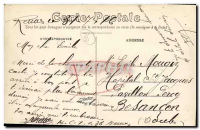 Rennes - Liceum widziane z przodu - Szpital Wojskowy nr 1 (Wojna 1914-1915) - E. Mary-Rousselière wyd. Rennes — Rewers