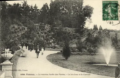 Rennes — Nowy ogród botaniczny. Strumień wodny i woda spadająca — E. Mary-Roussetière, wydawca, Rennes